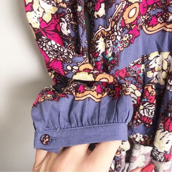 FREE PEOPLE | Lovely Dreams Long Sleeve Floral Tunic Top Women’s Size Small - Picture 8 of 11